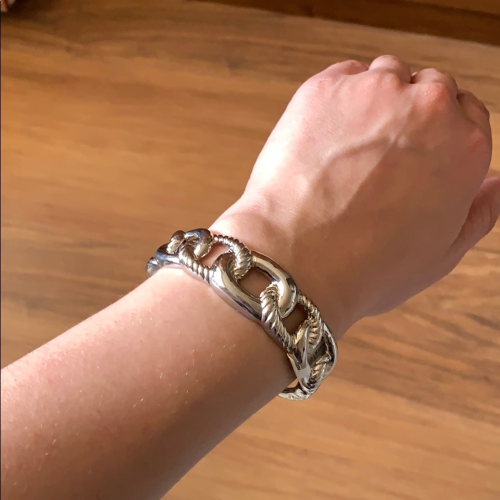Stylish Chunky silver colored‎ braided bracelet